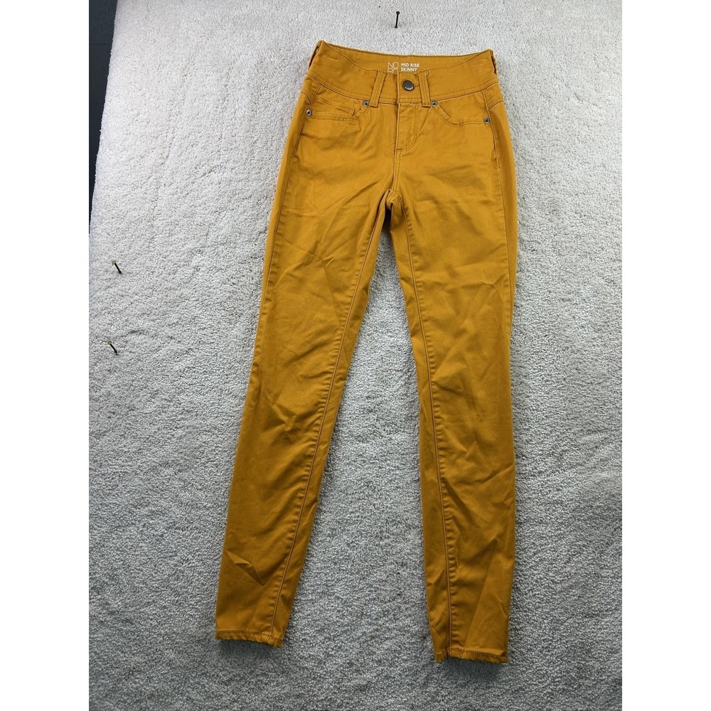 NOBO Pants Womens 1 Mustard Yellow‎ Mid Rise Skinny Stretch Jeans Repreve